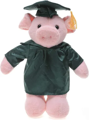 Miniatura 9 de Plushland Juguetes de peluche de cerdo, regalos para el día de graduación, texto personalizado, nombre o logotipo de tu escuela en el vestido, lo
