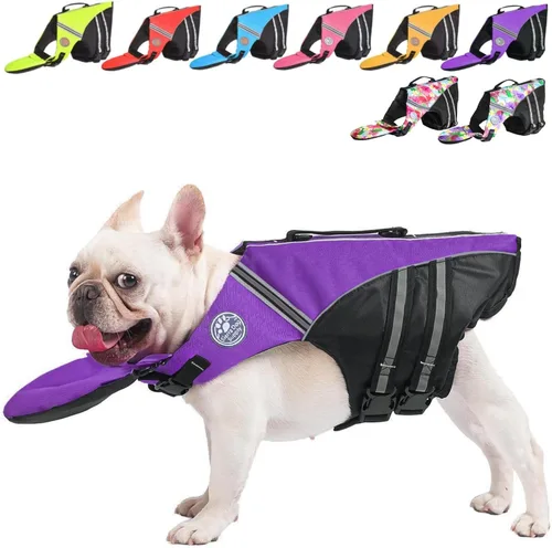 Miniatura 8 de Chaleco salvavidas para perro, chaleco salvavidas para bulldog francés para nadar en barco, chaleco de natación para perros con flotador de barbilla