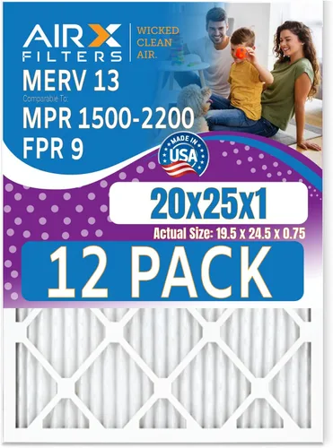 Miniatura 24 de Filtro de aire MERV 13 de 12 x 12 x 1 pulgadas, paquete de 12 filtros de horno comparables a MPR 1500-2200 y FPR 9. Fabricado en Estados Unidos por
