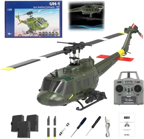 Miniatura 12 de RC ERA C032 UH-1 Huey Helicópteros RC para adultos principiantes, escala 1/48 6CH 2.4G 6 ejes giroscopio control remoto aeronave estabilizada