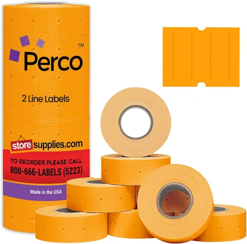Miniatura 29 de Perco Etiquetas azules de 2 líneas, 6,000 etiquetas de precio en blanco y fecha para pistolas Perco de 2 líneas de precio y fecha, 8 rollos, 1