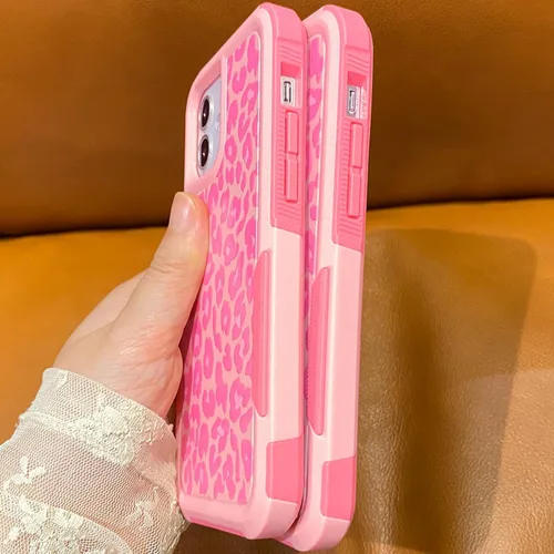 Miniatura 4 de Funda para iPhone 11 con Estampado de Leopardo Guepardo Rosa, Resistente de Servicio Pesado Robusto Protección Completa del Cuerpo Resistente a