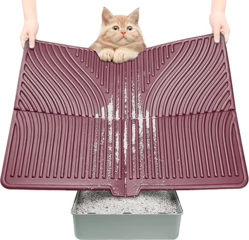Miniatura 11 de UPSKY Tapete de arena para gatos, tapete grande para atrapar arena para gatitos, suave para patas de gatito, tapete para caja de arena mantiene