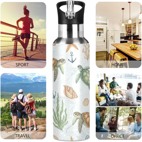 Miniatura 5 de Watercolor Sea Turtles Stainless Steel Vacuum Insulated Water Bottle 32 Oz, BPA-Free Sport Water Bottle Leakproof Water Bottles