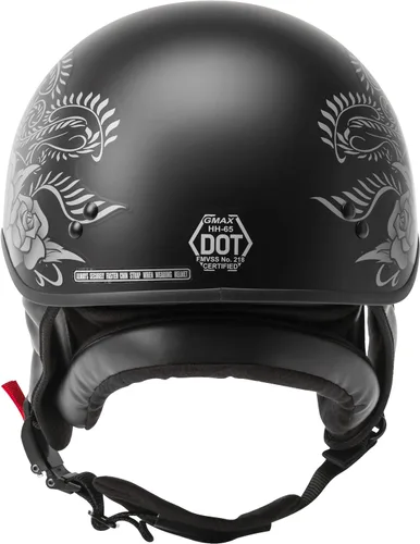 Miniatura 2 de GMAX HH-65 Naked Motorcycle Street Half Casco (rosa mate negro/plata, L)