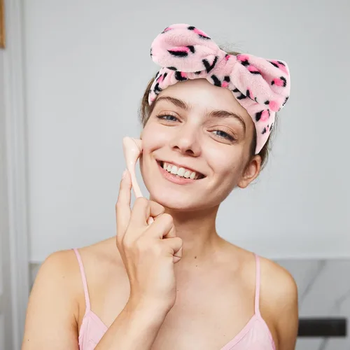 Miniatura 7 de WHAVEL Diadema para el cabello, paquete de 6 diademas de leopardo para spa, diadema de maquillaje para lavar la cara, diadema de lazo de microfibra