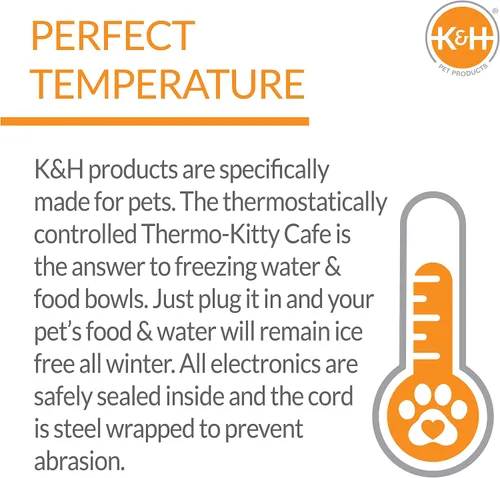 Miniatura 7 de K&H Pet Products Cuencos exteriores con calefacción para comida y agua de gatos, estación de alimentación Thermo-Kitty Café para gatos callejeros