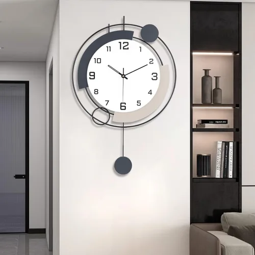 Miniatura 8 de Reloj de pared decorativo con péndulo, silencioso, de calidad de cuarzo, operado con batería, reloj de pared grande para sala de estar, cocina