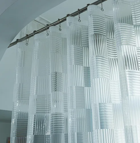 Miniatura 20 de Cortina de ducha corta transparente de 60 pulgadas de largo, forro de cortina de ducha corta de plástico EVA 7G, 60 pulgadas de largo para baño