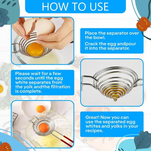 Miniatura 5 de Separador de huevos para huevos crudos, separador de yema de huevo, dispositivo de cocina, removedor de yema de acero inoxidable para huevos crudos