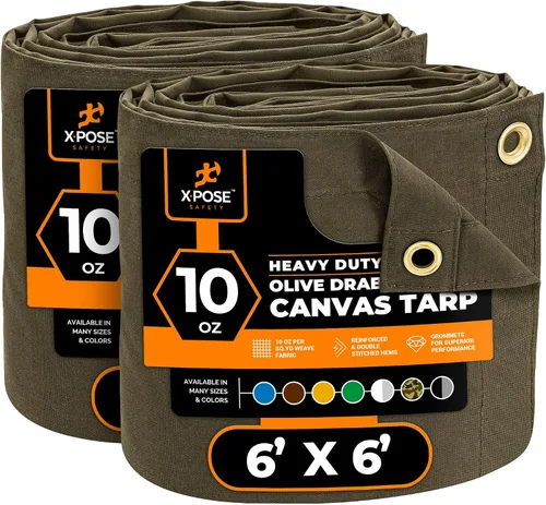 Miniatura 156 de Xpose Safety Lona de Lona - Lonas de Lona Verde de 10oz Resistentes al Agua con Ojales de Latón - Lona Multiusos para Exteriores para Campamento