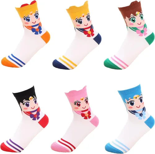 Kejodiy Calcetines de Sailor Moon de Tsukino Usagi, lindos calcetines cortos de anime, talla única, Varios colores