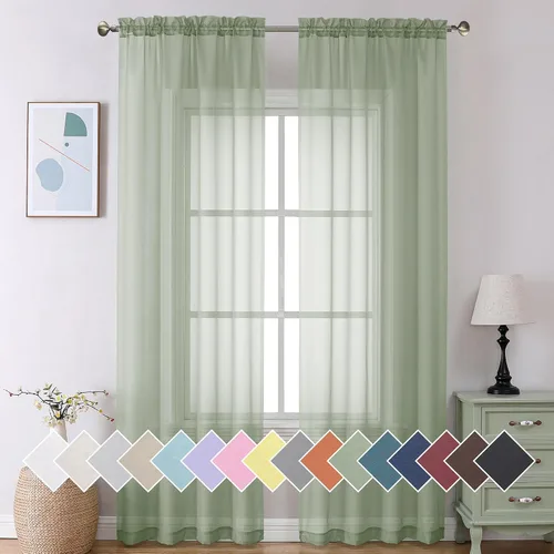 Miniatura 123 de Aiyufeng 2 paneles de cenefa transparente negra de 14 pulgadas de largo, cortinas cortas negras transparentes para dormitorio, cortinas de cocina