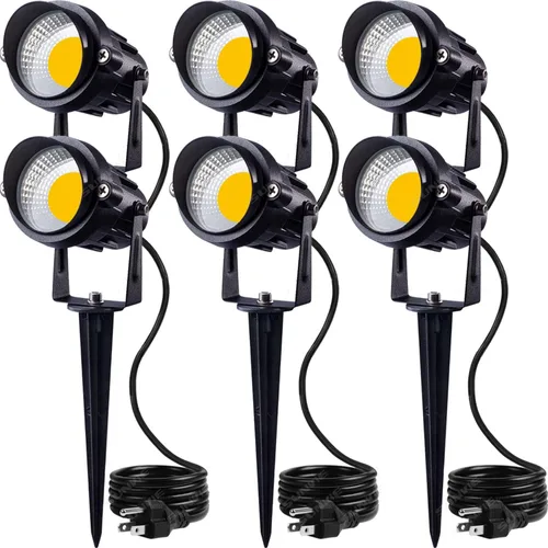 Miniatura 8 de SUNVIE Luces LED de 120 V para exteriores, iluminación de paisaje de 12 W, focos de CA para patio, foco de paisaje impermeable con estaca de pinchos