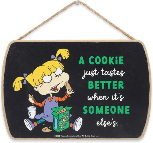 Cita de Angelica de Rugrats de Nickelodeon, Alfombra de Galleta Colgante de Madera para Pared - Gracioso Cartel de Angelica para Decoración del Hogar