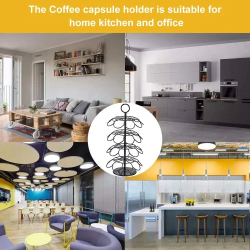 Miniatura 7 de Organizador de carrusel de cápsulas de café compatible con 36 cápsulas de taza Negro