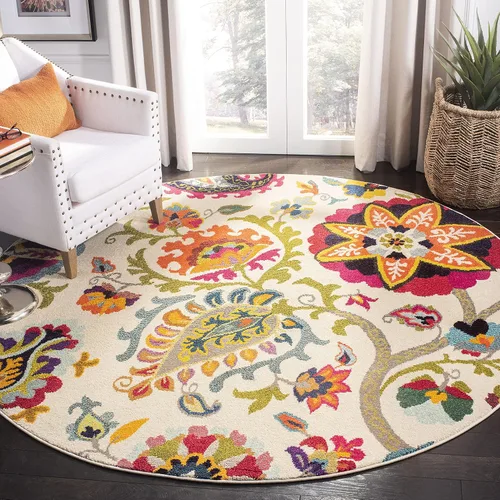 Miniatura 9 de SAFAVIEH Colección Monaco - Alfombra para pasillo, 2.2 x 6 pies, color marfil y multicolor, diseño floral bohemio, no desprende pelusa y de fácil
