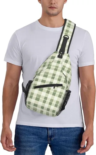 Miniatura 7 de Small Crossbody Bags for Women Men - Vintage Green Plaid Print Adjustable Shoulder Bag Fanny Packs Belt Sling Bag Crossbody Purses Backpack for