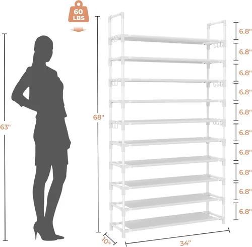 Miniatura 3 de LANTEFUL - Organizador de zapatos de 5 niveles, 12-15 pares, organizador de botas, estante resistente y estrecho para entrada, armarios con ganchos
