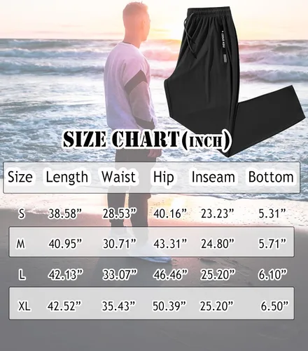 Miniatura 6 de Oelise Pantalones deportivos para hombre con bolsillos con cremallera, pantalones rectos para hombre, pantalones deportivos para entrenamiento