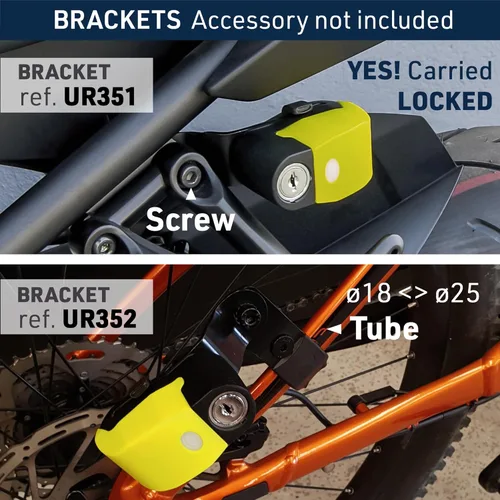 Miniatura 9 de Candado con alarma para el disco de freno Urban UR6 para motocicleta y bicicleta de 0.23 in y 120 dB, universal, resistente al agua con cable