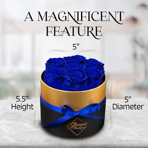 Miniatura 9 de GLAMOUR BOUTIQUE Rosas eternas preservadas en una caja, flores para siempre, rosa para siempre en una caja para esposa o ella, regalo de flores Azul