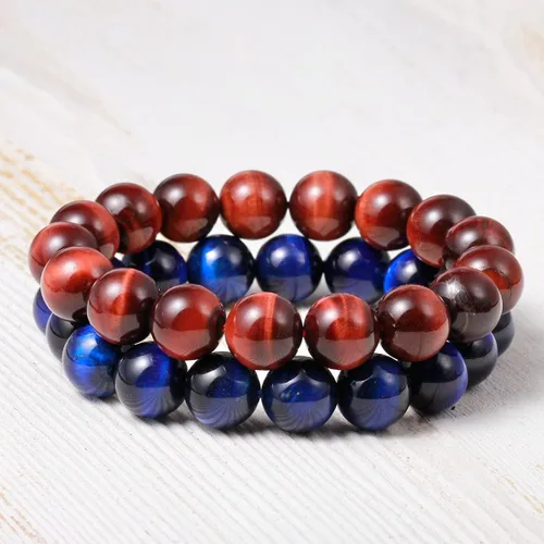 Miniatura 6 de Jewever Pulsera elástica de cuentas redondas lisas de ojo de tigre, unisex (varias piezas)
