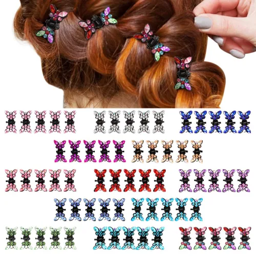 ANBALA 65 pinzas pequeñas de mariposa con diamantes de imitación, dientes entrelazados para mujeres y niñas, metal ligero y duradero, accesorios