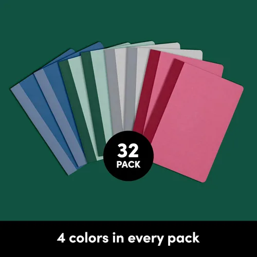 Miniatura 3 de PAPERAGE Paquete de 32 cuadernos de composición, 60 páginas, 4 cubiertas de color con papel rayado universitario (tono tierra), 5.75 x 8 pulgadas