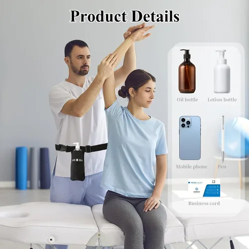 Miniatura 7 de Loción de masaje ajustable, funda de botella de terapeuta manos libres, organizador de suministros de salón de spa duradero, bolsa de cintura