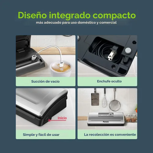 Miniatura 6 de POTANE Máquina selladora al vacío de precisión, potente sellador de alimentos al vacío profesional, 8 en 1 ajustes preestablecidos, 4 modos