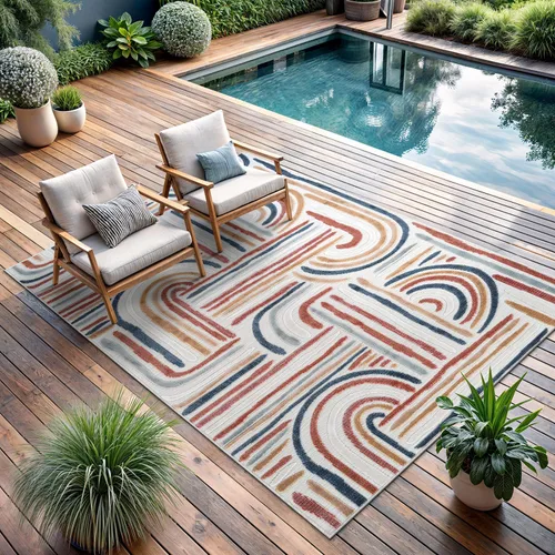Miniatura 65 de CAMILSON Alfombra para Interiores y Exteriores, Alfombras de Área Azules 5x7 con Hojas Tropicales Botánicas para Patios Interiores y Exteriores