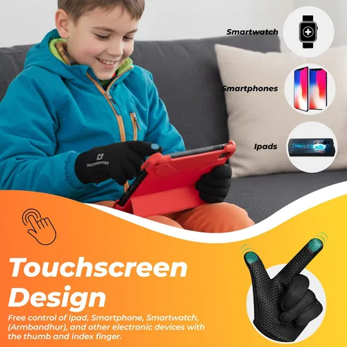 Miniatura 2 de WESTWOOD FOX Kids Winter Thermal Cycling Gloves Boys Girls Flexible Grip Touchscreen Cycling Bike Gloves for Children Running Ski Anti-Slip Mitts