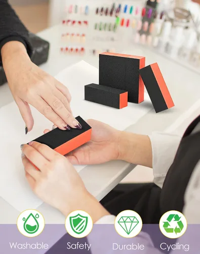 Miniatura 2 de Maryton - Bloque de lima para uñas, limas de acabado de grano medio/fino 100/180 para uñas acrílicas y uñas de gel, kits de lima para pedicura