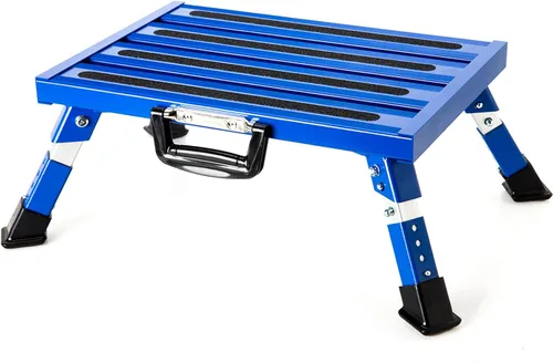 Homeon Wheels Escalones de Aluminio para RV Taburete Plegable Ajustable con Pies de Goma Antideslizantes, Plataforma Estable que Soporta 1000
