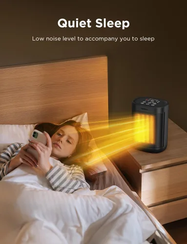Miniatura 6 de Calentador de espacio de 1500 W para uso en interiores, calentamiento rápido 2S, calentador eléctrico de cerámica con termostato, temporizador de 24