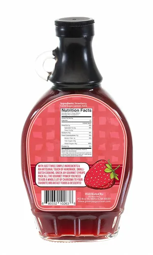 Miniatura 2 de Green Jay Gourmet Jarabe de Fresa – Jarabe de Desayuno Premium de 3 Ingredientes con Fresas Frescas, Azúcar de Caña y Jugo de Limón – Jarabe