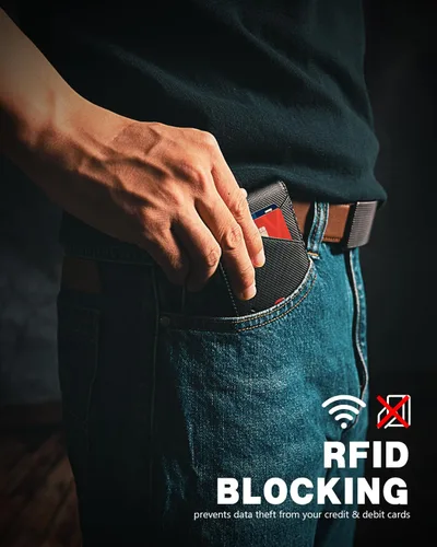 Miniatura 90 de Zitahli - Billeteras delgadas RFID para hombres, billetera de cuero flexible con clip de dinero, cartera minimalista con bolsillo frontal