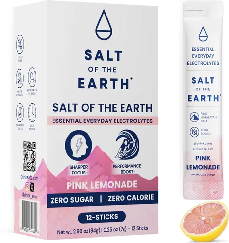 Miniatura 24 de Salt of the Earth - Polvo de electrolitos premium sin azúcar - Hecho con sal rosa del Himalaya - Paquetes de polvo para hidratación Ingredientes