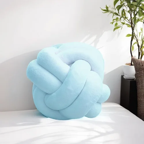 Miniatura 9 de Almohada corta de felpa con nudo, cojín de cintura para decoración del hogar, cojín de felpa para sofá, automóvil o decoración de oficina