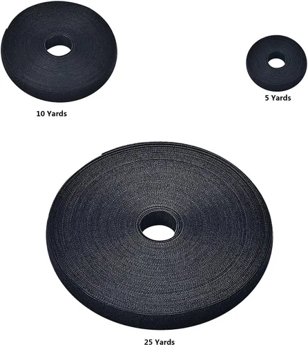 Miniatura 6 de Cinta de sujeción reutilizable para cables, rollo de gancho de doble cara de 3/4 pulgadas (5 yardas, versión mejorada negra)