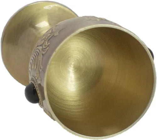 Miniatura 5 de Copa de cáliz con incrustaciones de latón grabado en relieve de licor taza de proxeneta tamaño pequeño 1.7 oz (piedra preciosa)