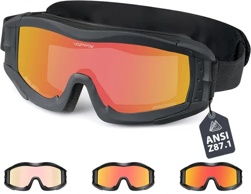 Miniatura 10 de Airsoft - Gafas de seguridad antivaho con certificación ANSI Z87.1, resistentes a los impactos, gafas de tiro tácticas Lente de doble capa P1