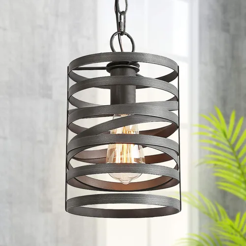 LNC Iluminación colgante para isla de cocina, lámpara colgante rústica de granja para comedor con acabado pintado de plata oscura, 7 pulgadas de
