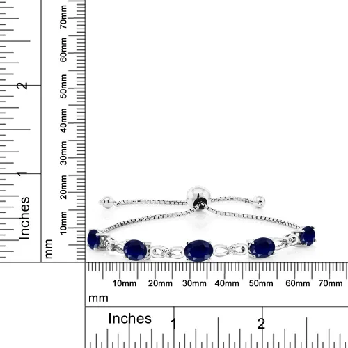 Miniatura 53 de Gem Stone King Pulsera de tenis de diamantes cultivados en laboratorio con piedra natal de 3-6 quilates para mujer, plata de ley 925, ovalada
