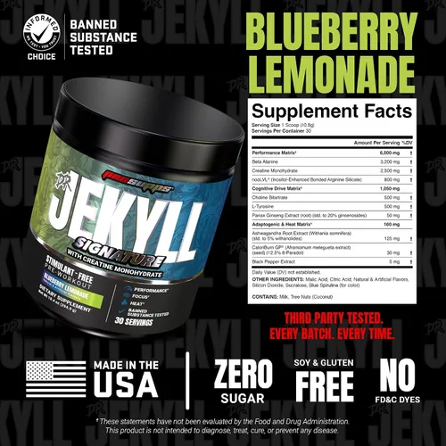 Miniatura 5 de ProSupps Dr. Jekyll Signature - Polvo de preentrenamiento con creatina, sin estimulaciones, apoya la concentración y la resistencia, suplementos