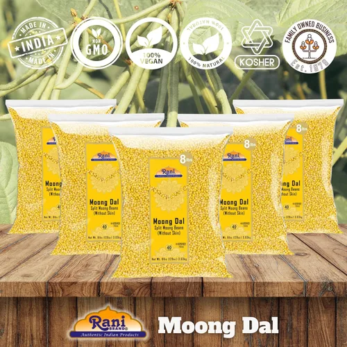 Miniatura 4 de Rani Moong Dal (granos de mung sin piel) Lentejas indias de 128 onzas (8 libras), 8.0 lbs x paquete de 5 (total 40 libras) a granel, totalmente