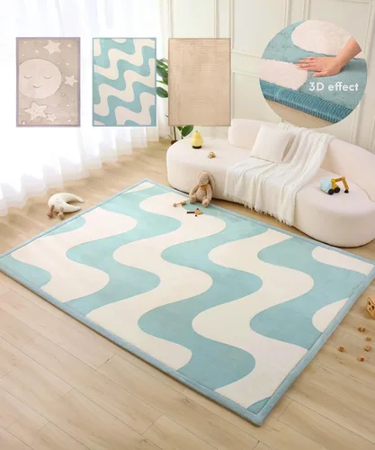 Miniatura 11 de Hakuna Matte - Alfombra de juego prémium para bebé de terciopelo coral ultrasuave con espuma viscoelástica, antideslizante, resistente al agua,