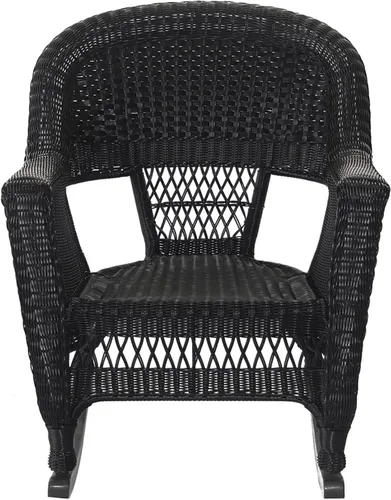 Miniatura 7 de Jeco Juego de 3 sillas de mimbre Rocker con cojín naranja, color negro