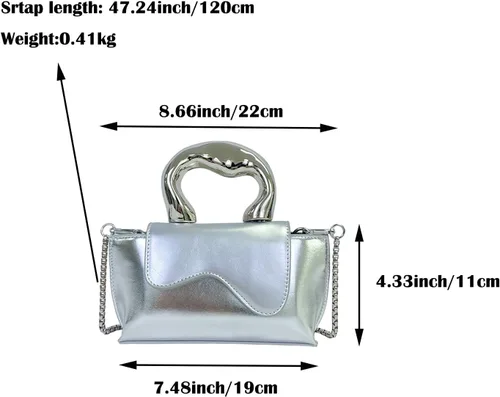 Miniatura 4 de Bolso pequeño de color plateado, bolsos cruzados, bolsos de noche Y2K, bolso de mano para mujer, bolsos de hombro, bolsa de mano para mujer 2024